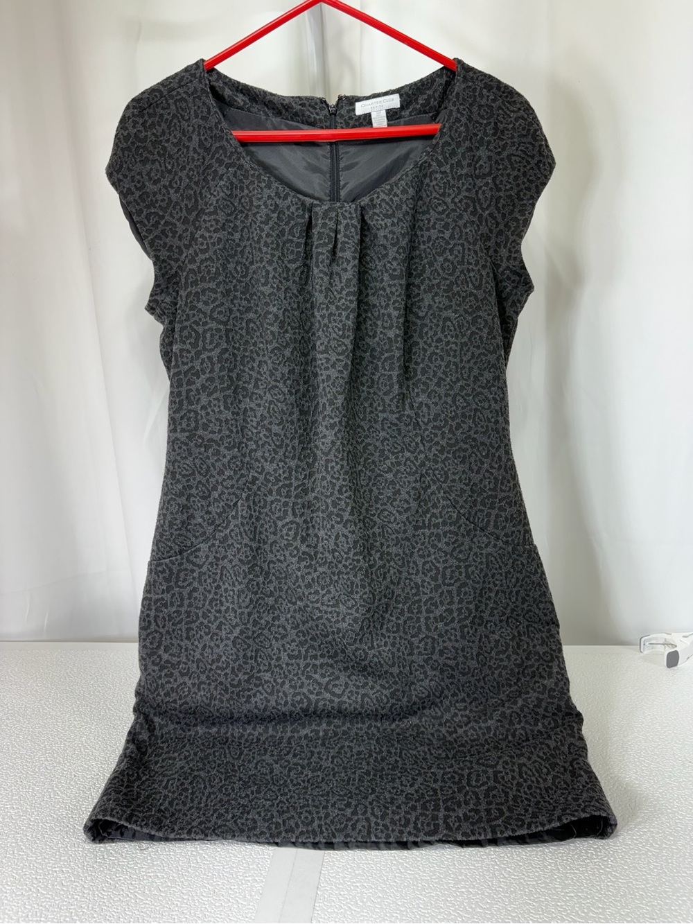 Charter Club Charcoal Leopard-Print Cap Sleeve Mini Dress 4057